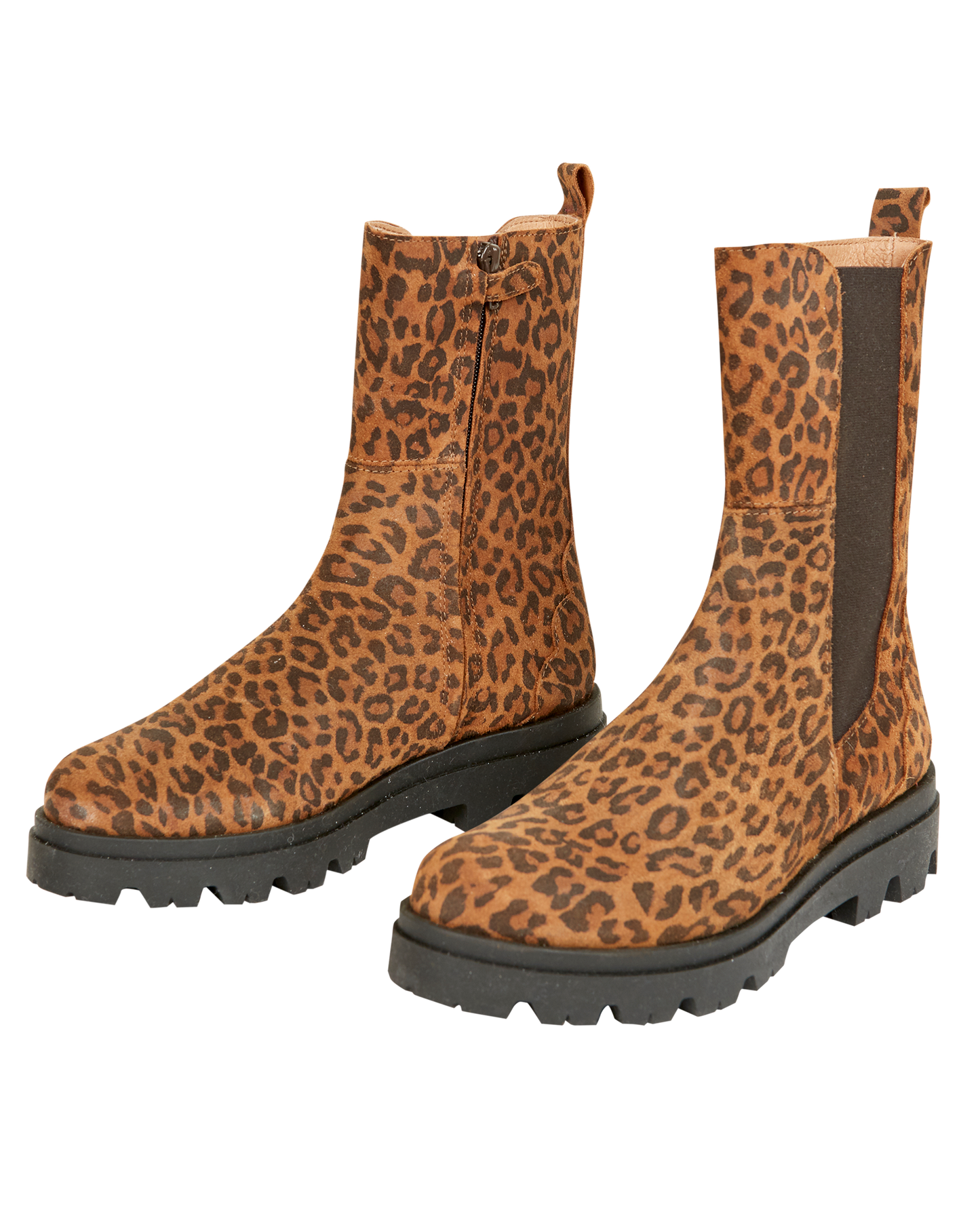 Boots femme cuir léopard brun