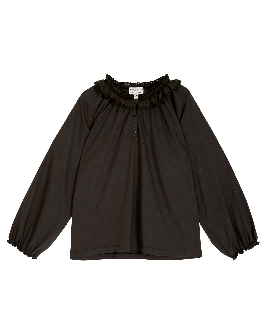 Blouse femme fronces coton bio bitume