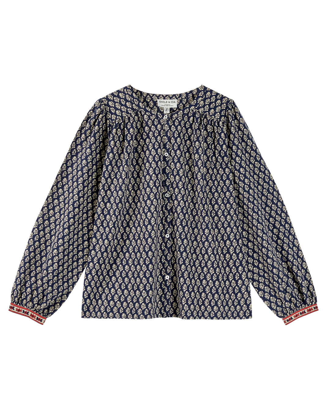 Blouse fleurs marine et écru