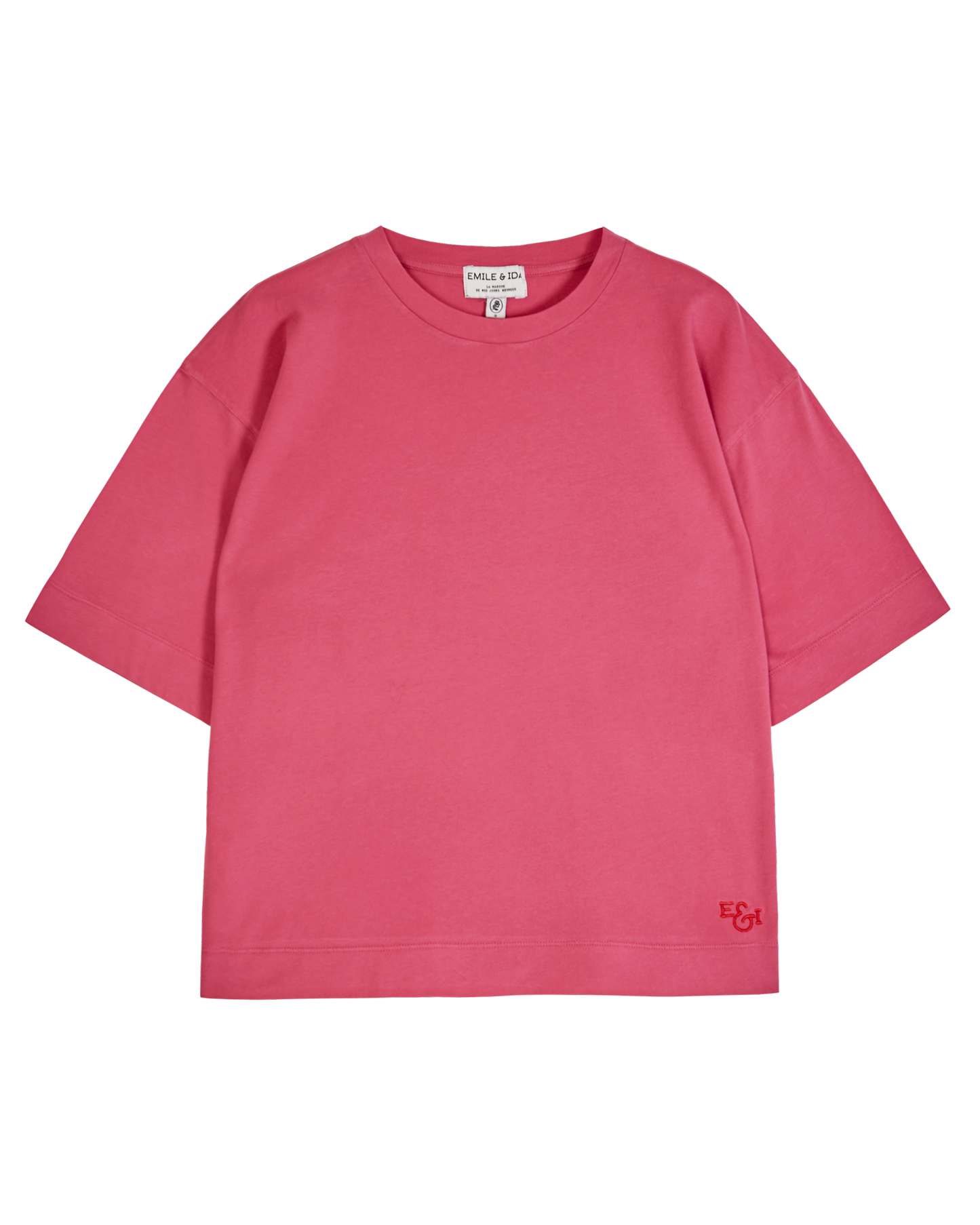 T-shirt oversize coton bio rose fushia