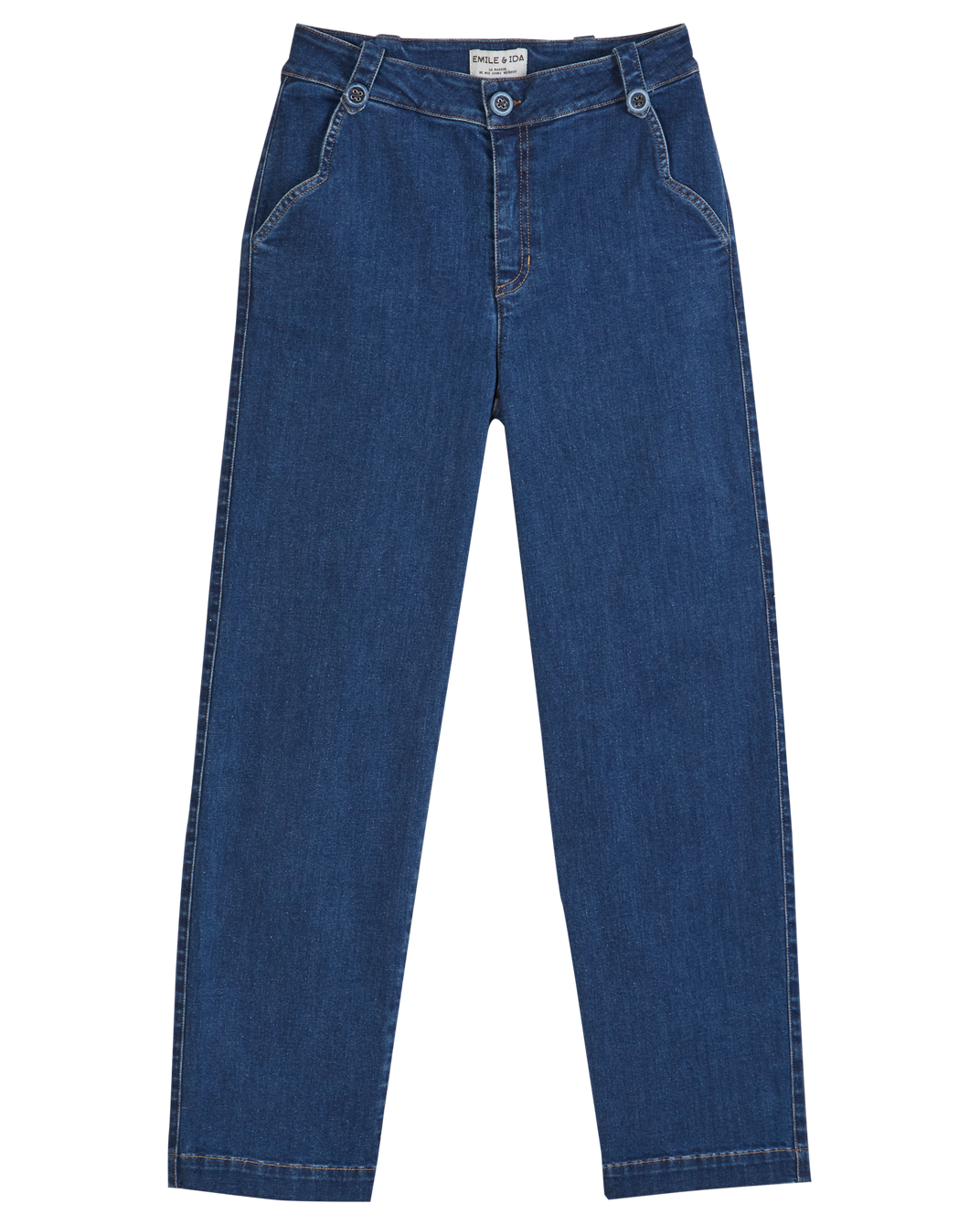 Pantalon droit coton bio denim bleu