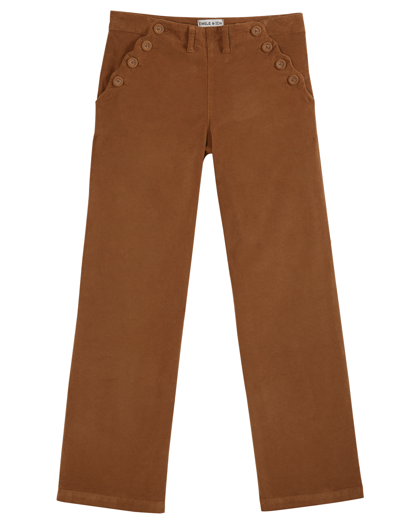 Pantalon à pont velours macadamia