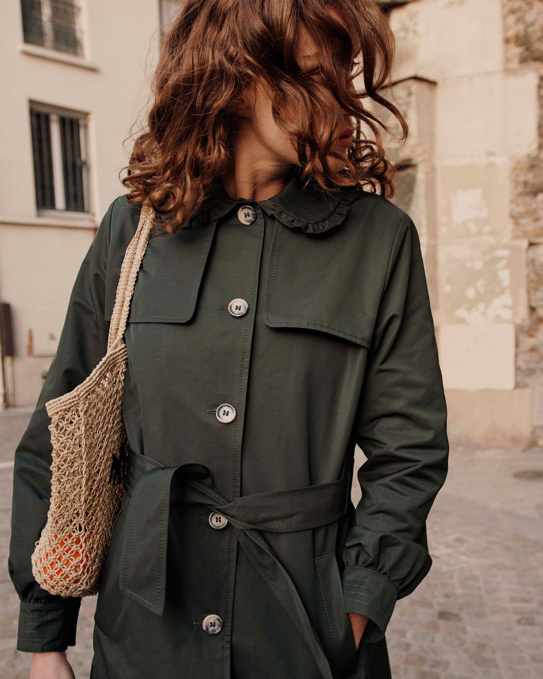 Trench coat vert sapin