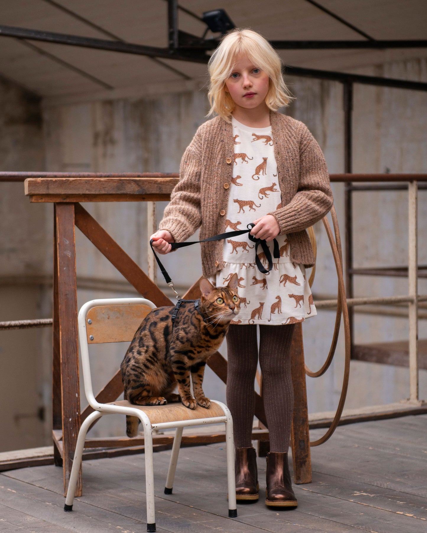 Cardigan oversize laine recyclée noix puce