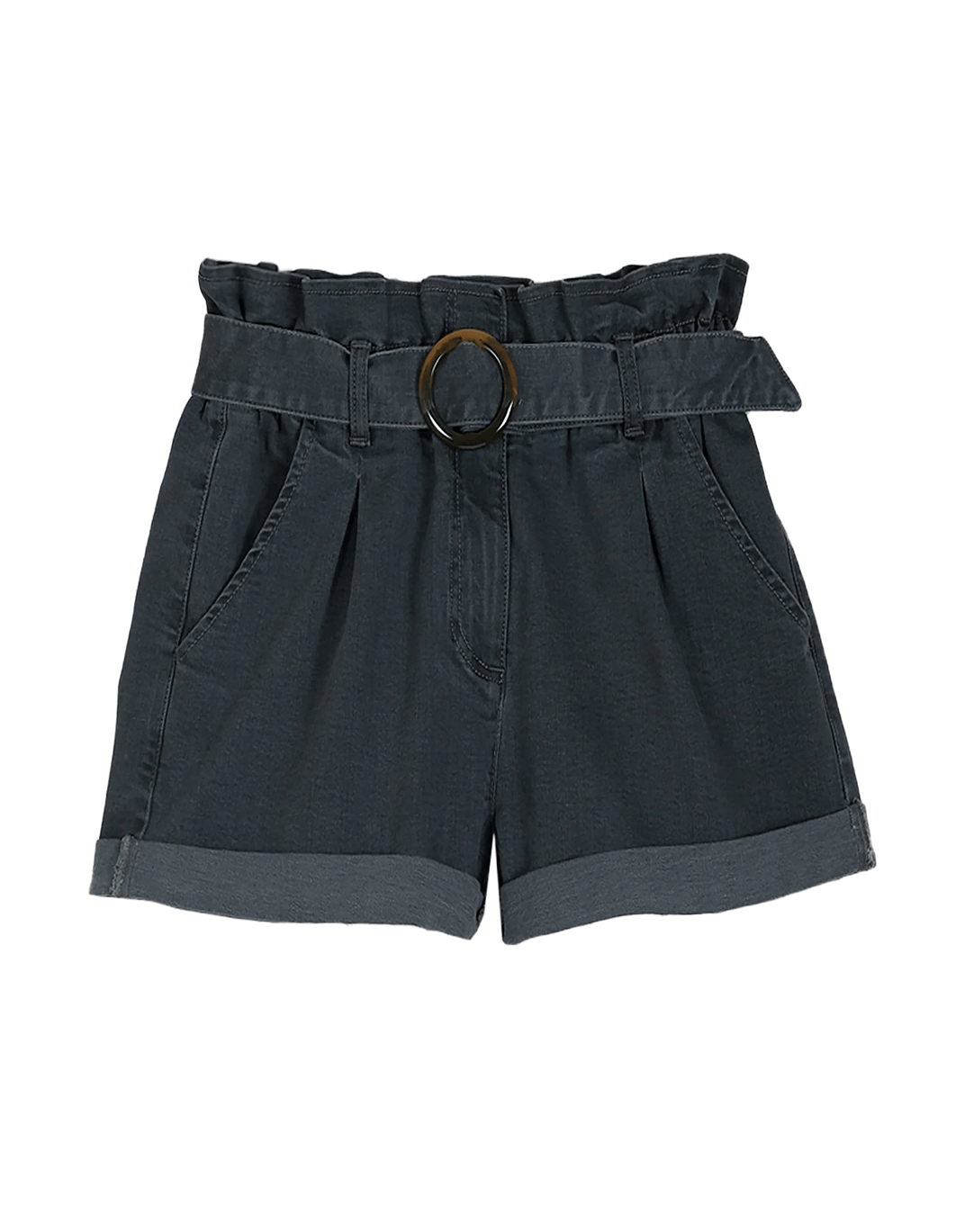 Short - ceinturé en denim stretch gris
