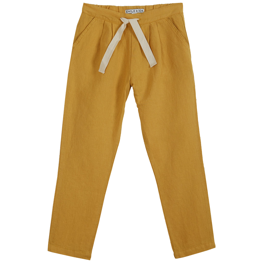 Pantalon lin et coton jaune