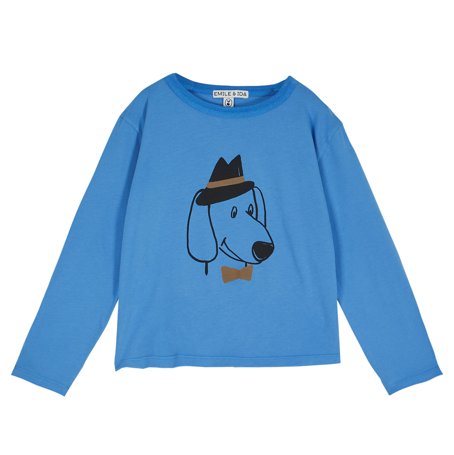 Tee-shirt jersey bio bleu "smile dog"