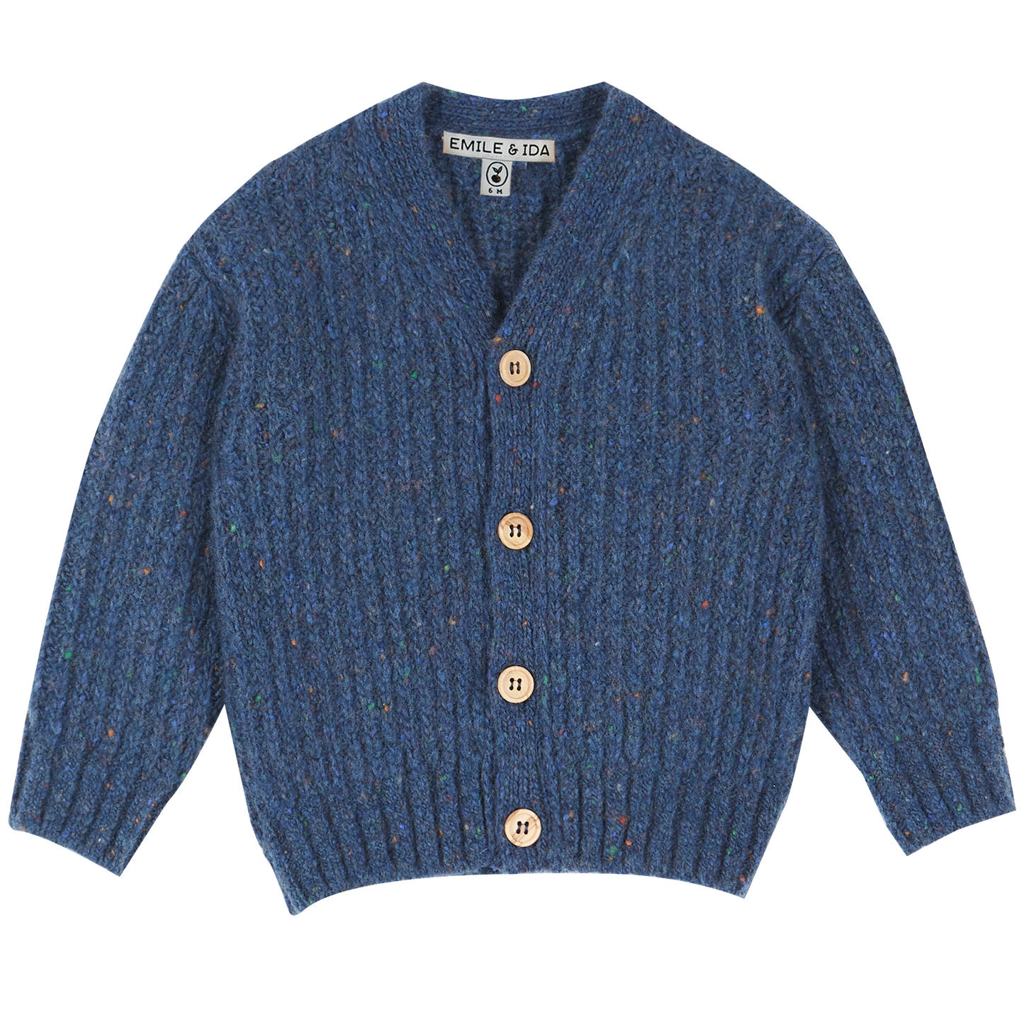 Cardigan laine et bleu pucé
