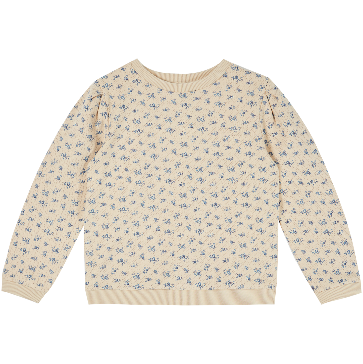 Sweatshirt imprimé fleuri coton bio beige