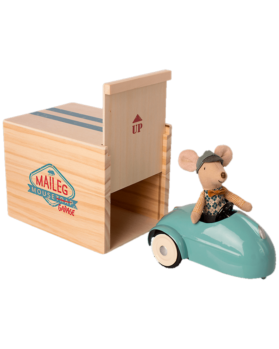 Petit frère souris et voiture bleue 11cm - Maileg