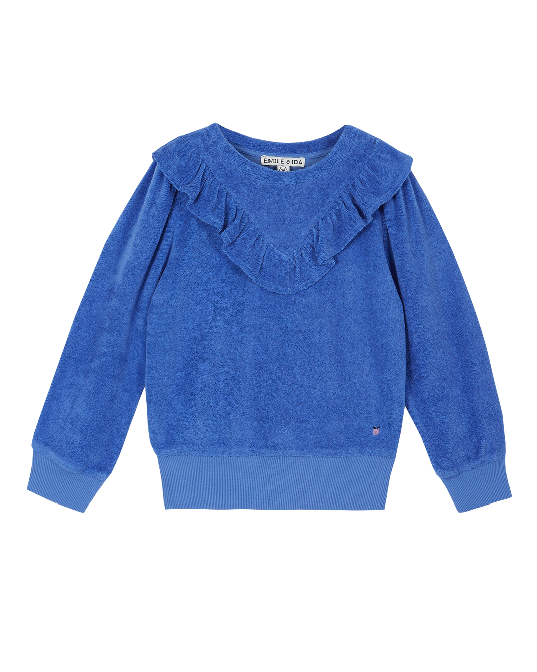 Sweatshirt éponge volanté céleste