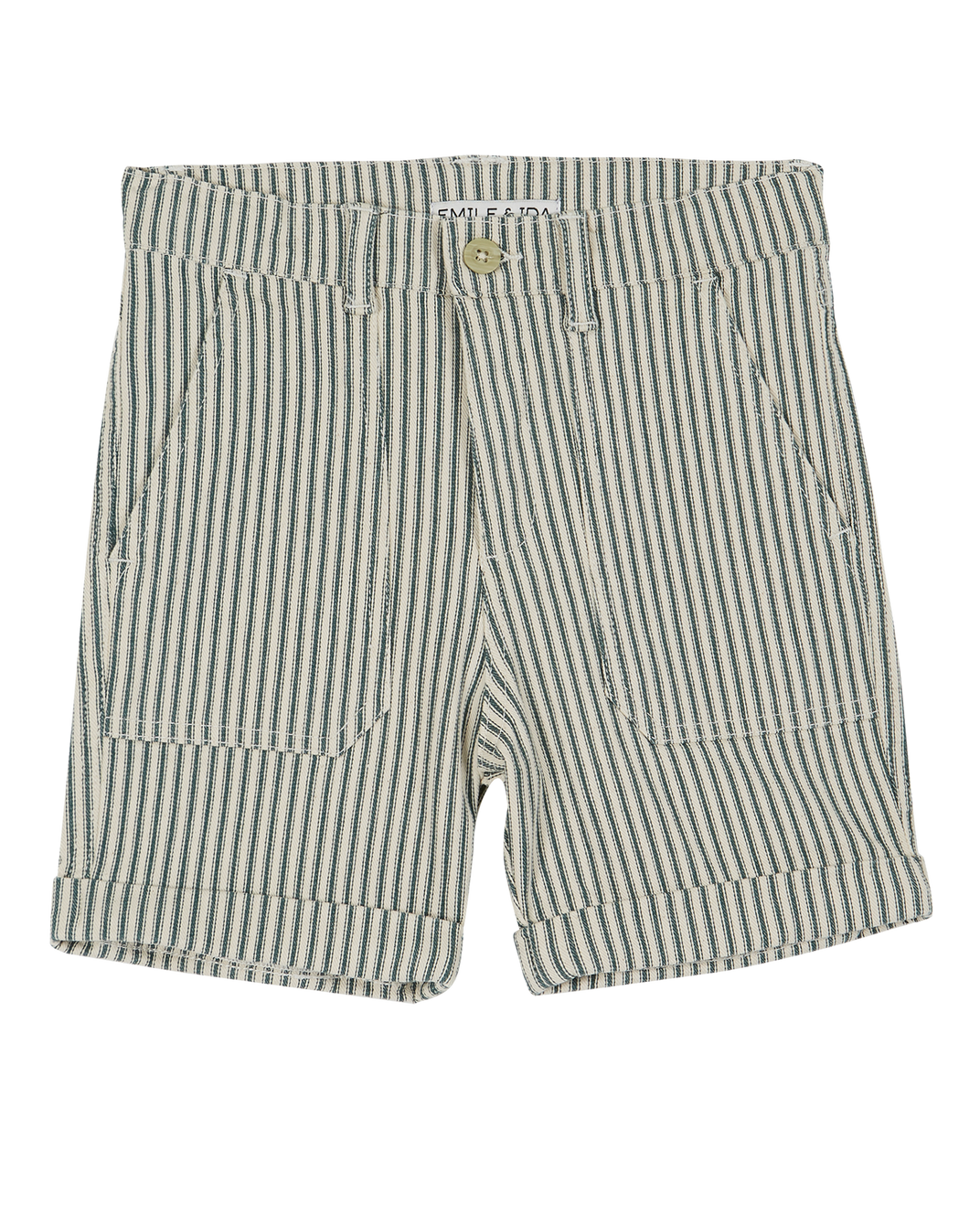 Green striped cotton shorts