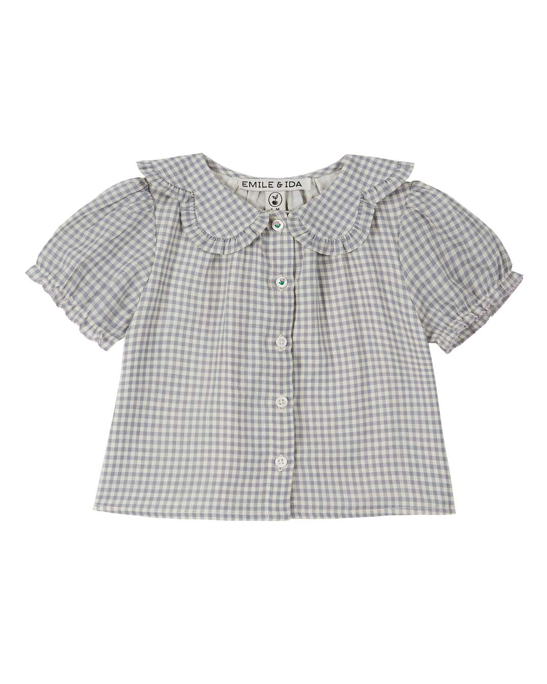 Blue gingham cotton blouse