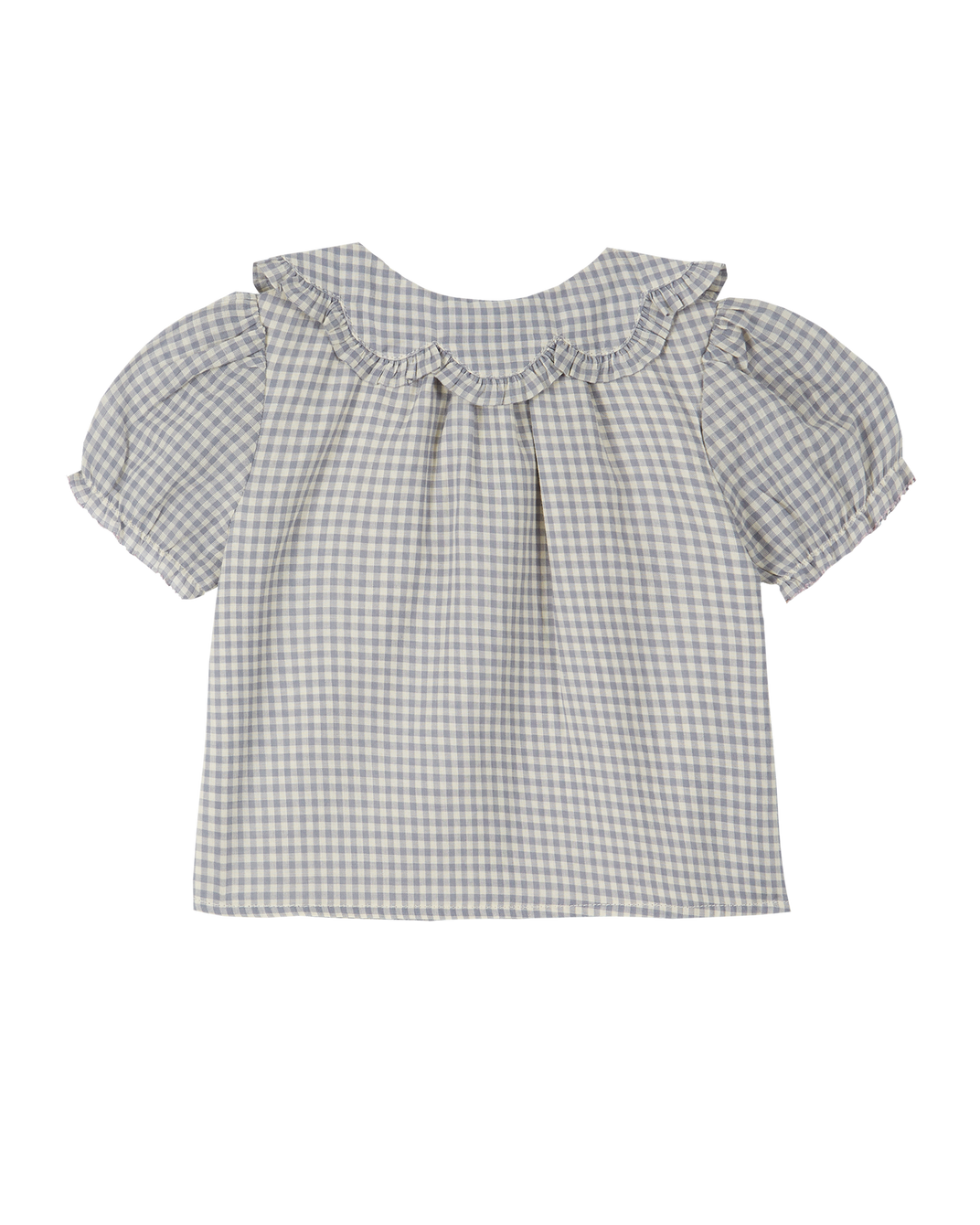 Blue gingham cotton blouse