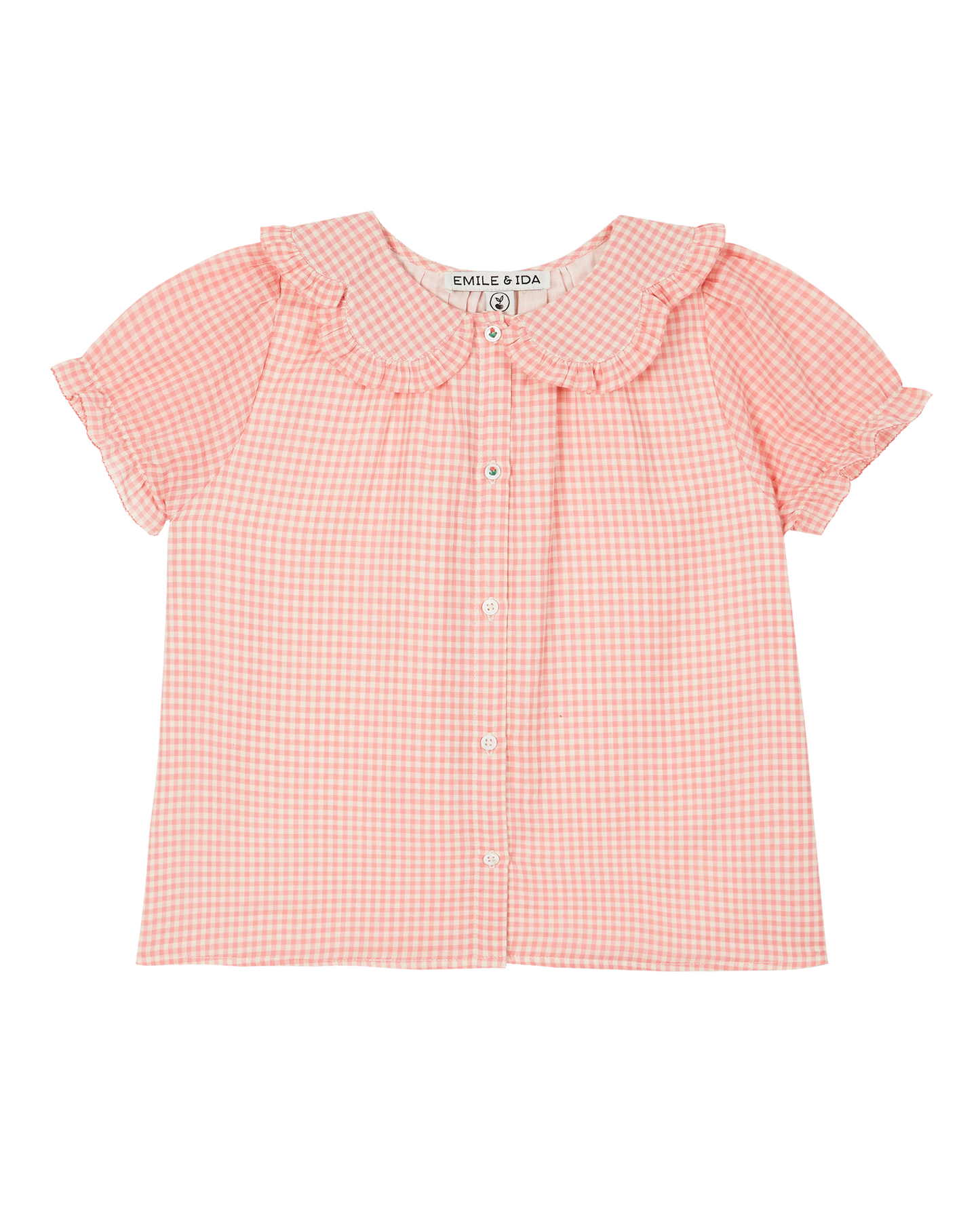 Pink gingham cotton blouse
