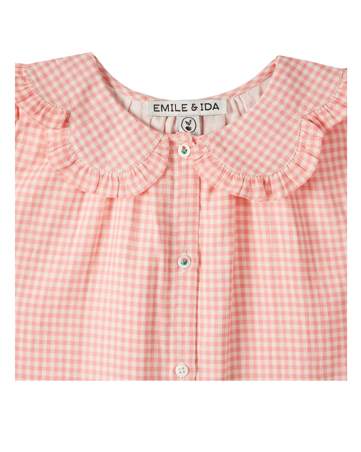 Pink gingham cotton blouse