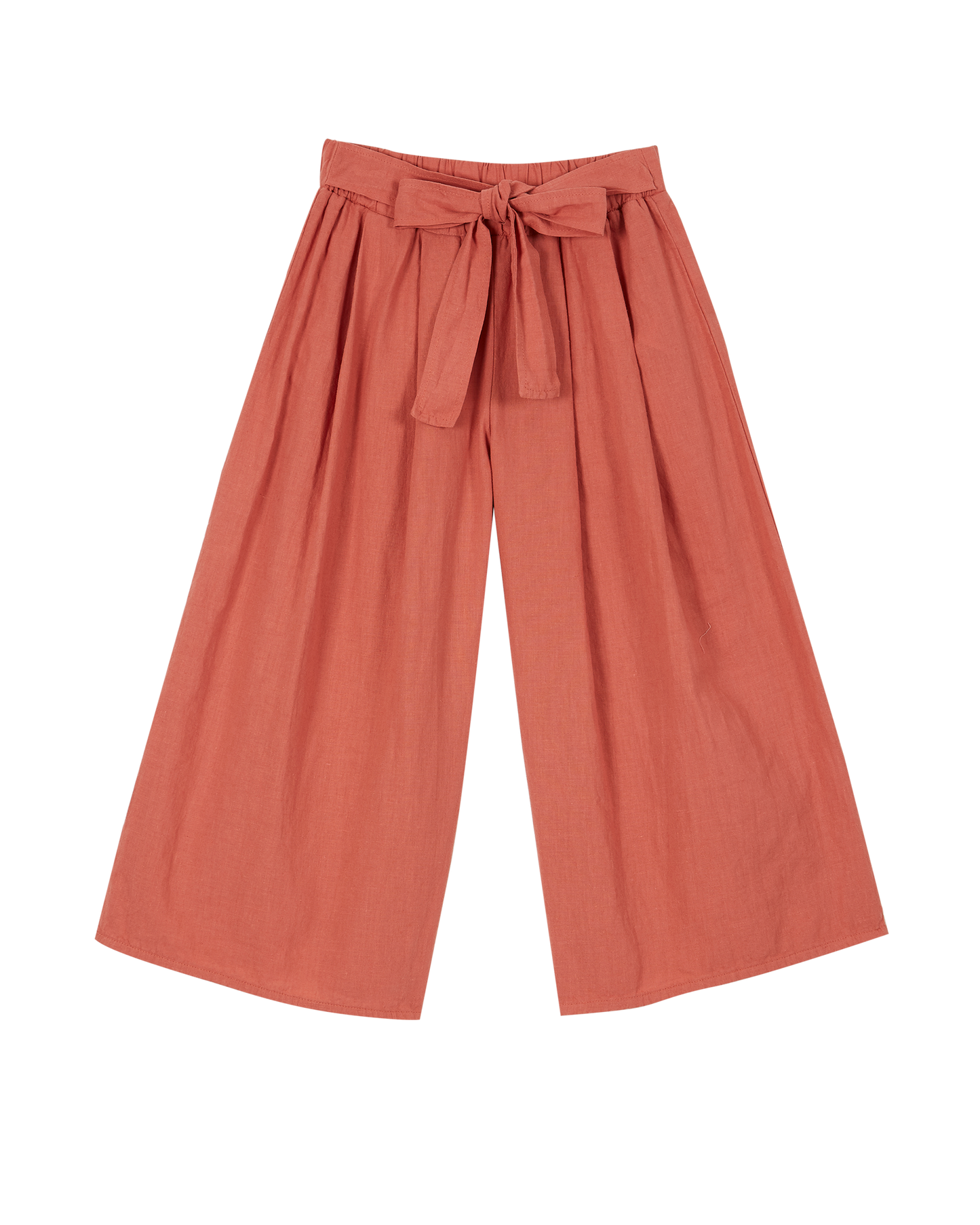 Pantalon noué lin et coton tuile