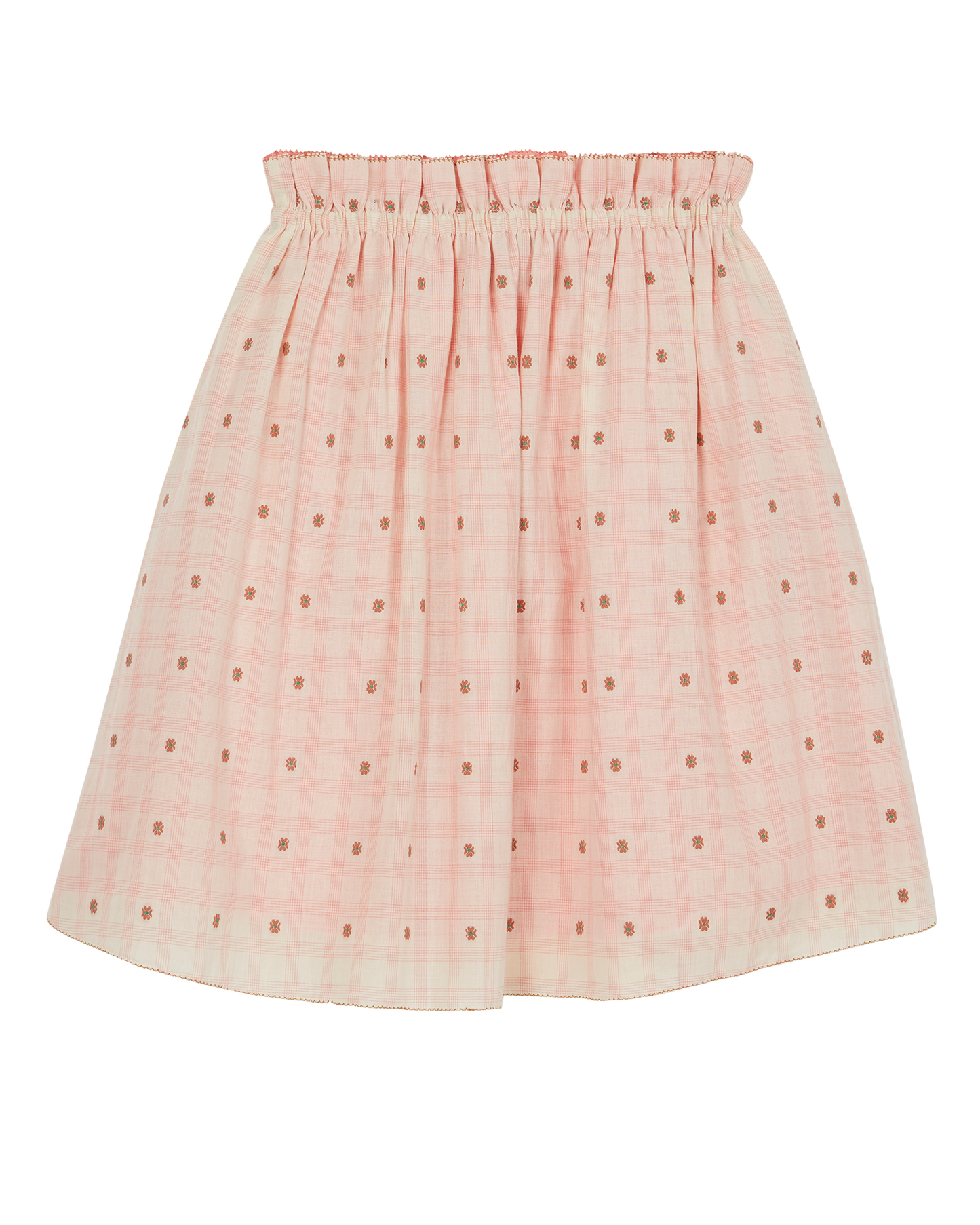 Reversible cotton skirt with pink floral checks