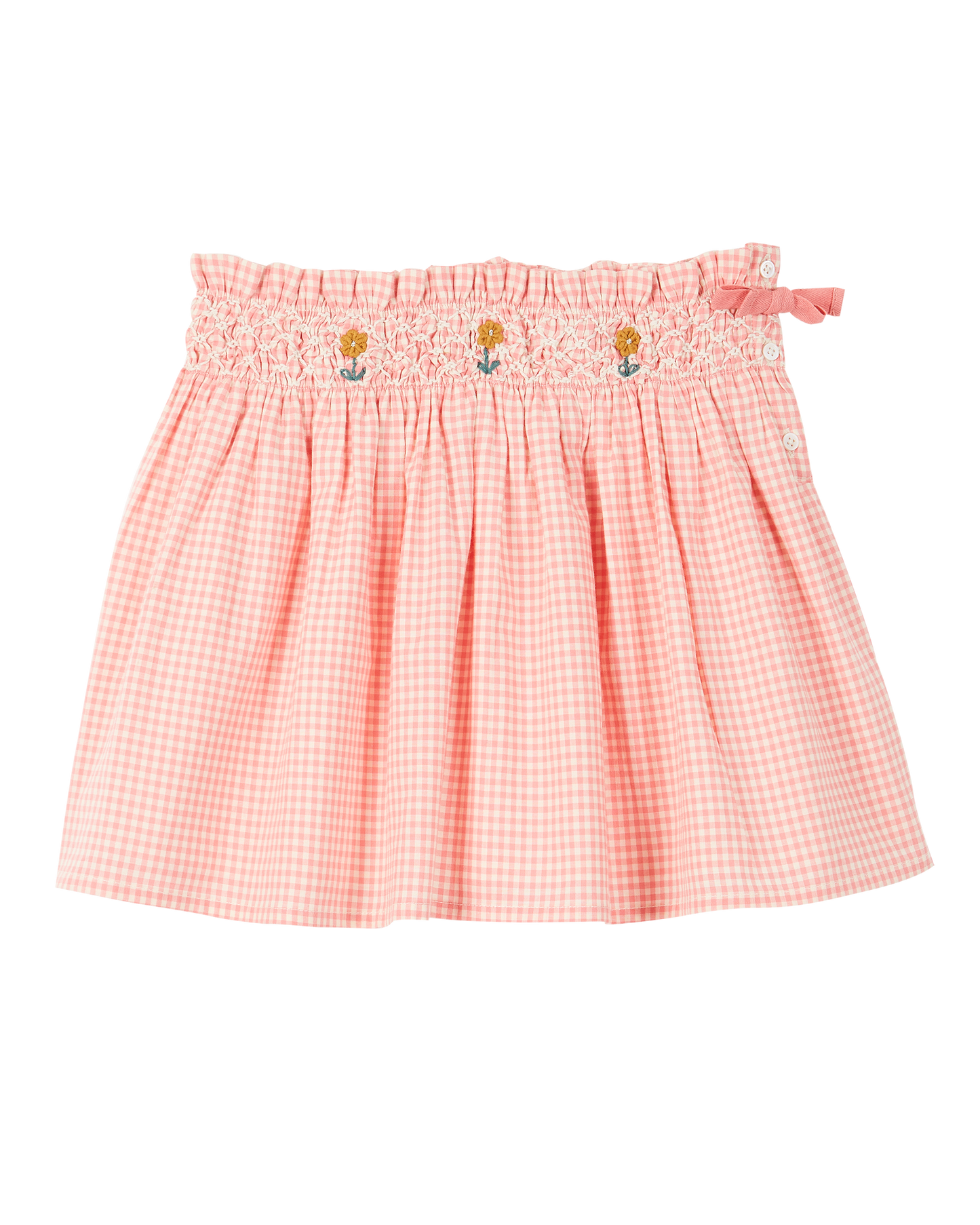 Short pink gingham cotton skirt