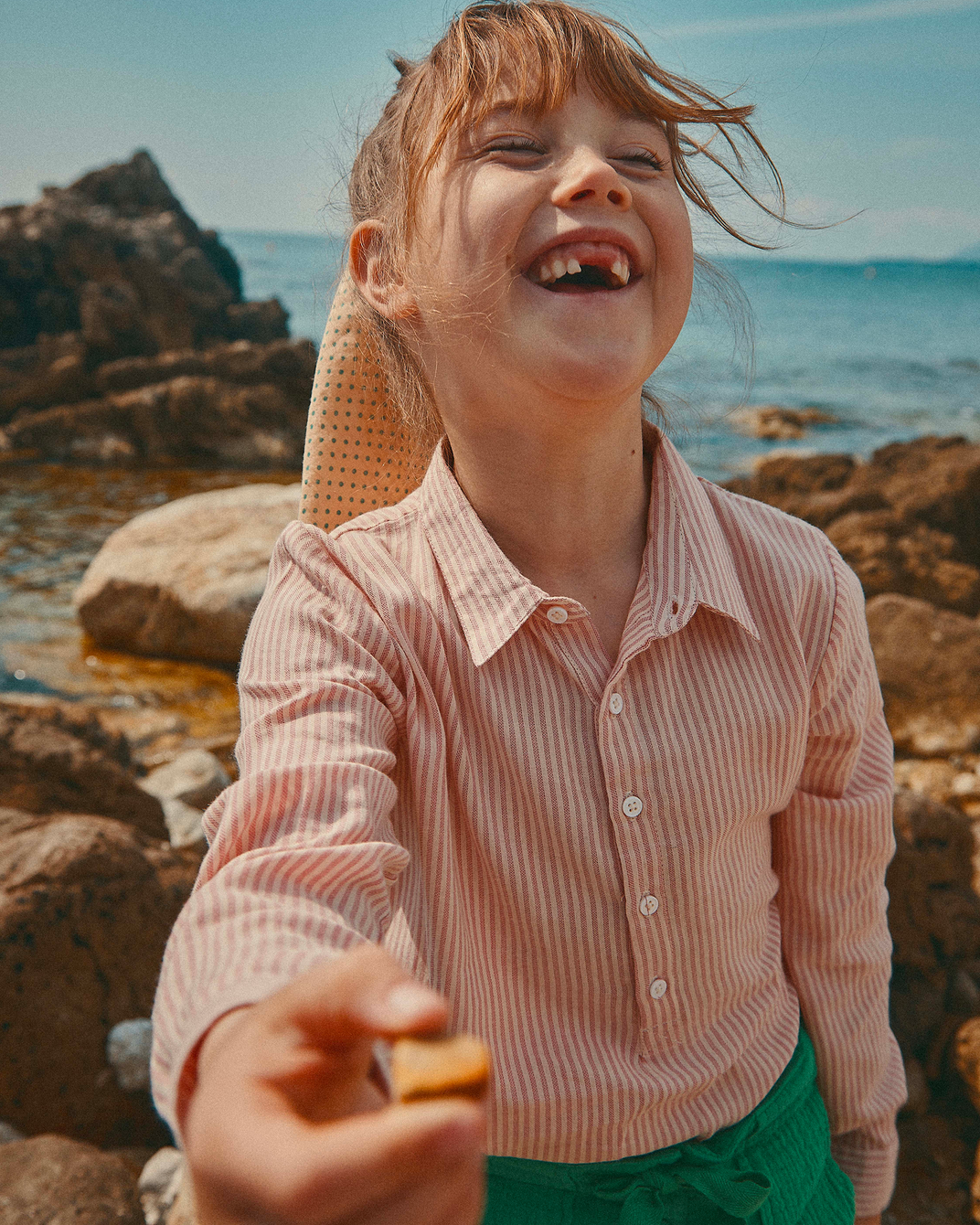 Kurta coton rayure rose