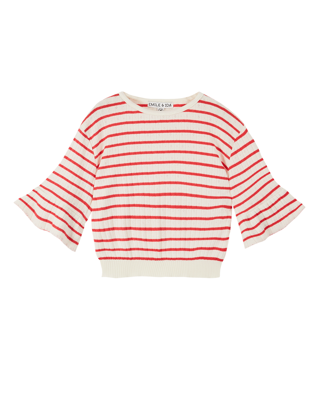 Tee-shirt rayé coton modal rouge et écru