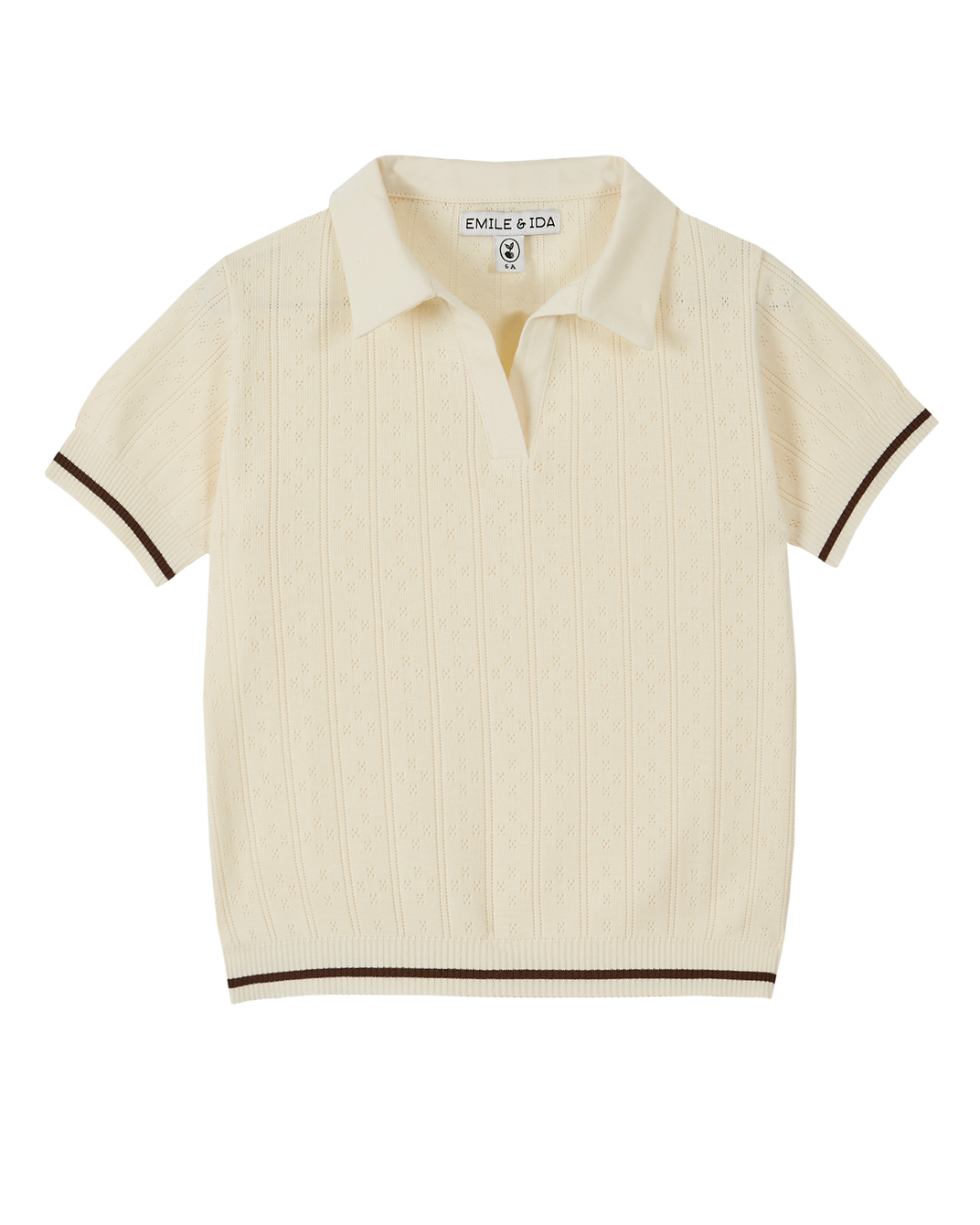 Polo - coton modal ajouré écru