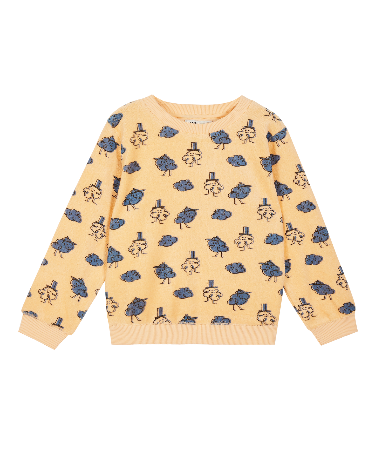 Sweatshirt éponge orange nuage bleu