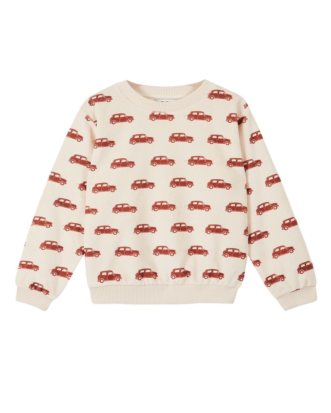 Sweatshirt éponge mini voitures écru
