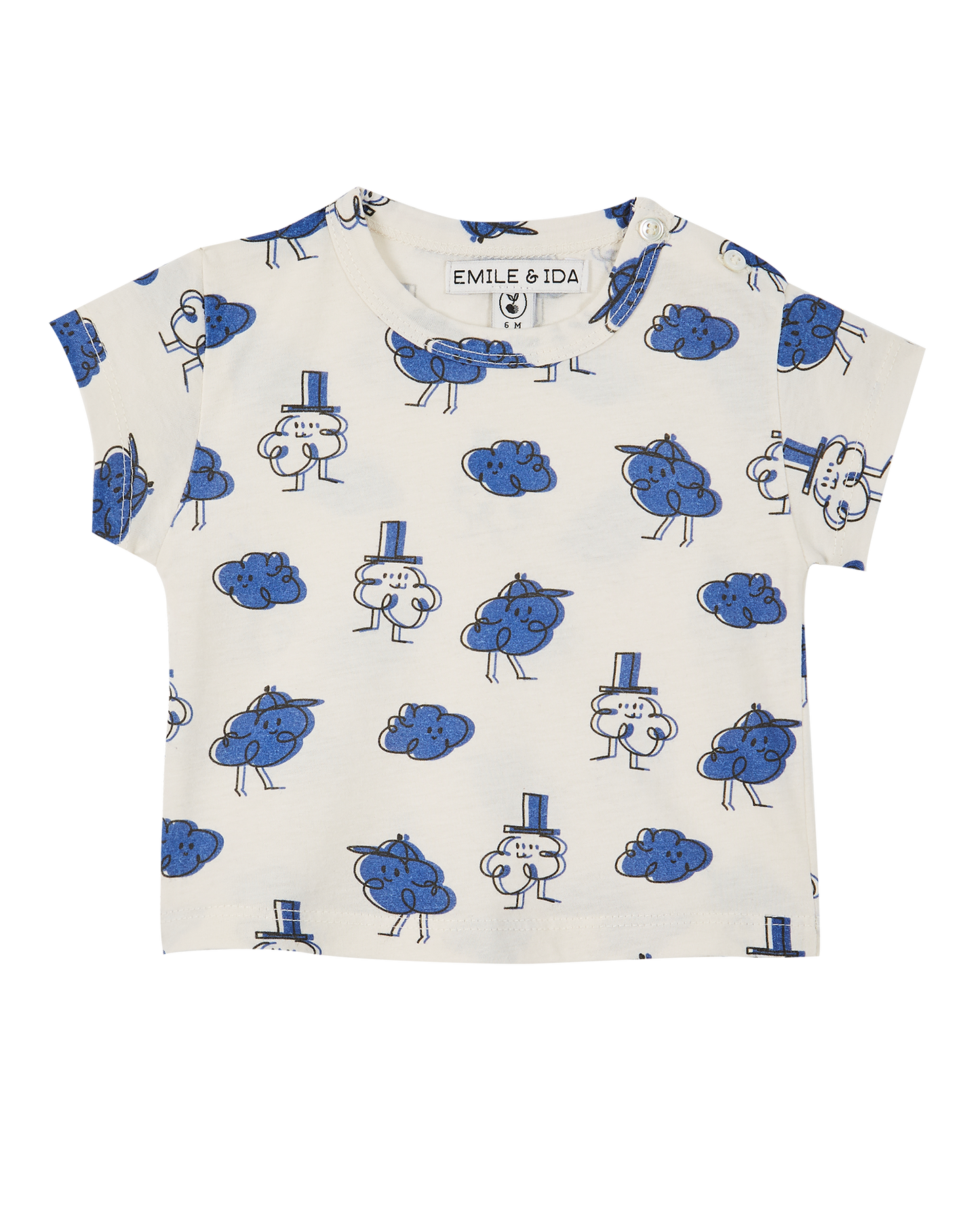 Tee-shirt coton bio écru nuage bleu