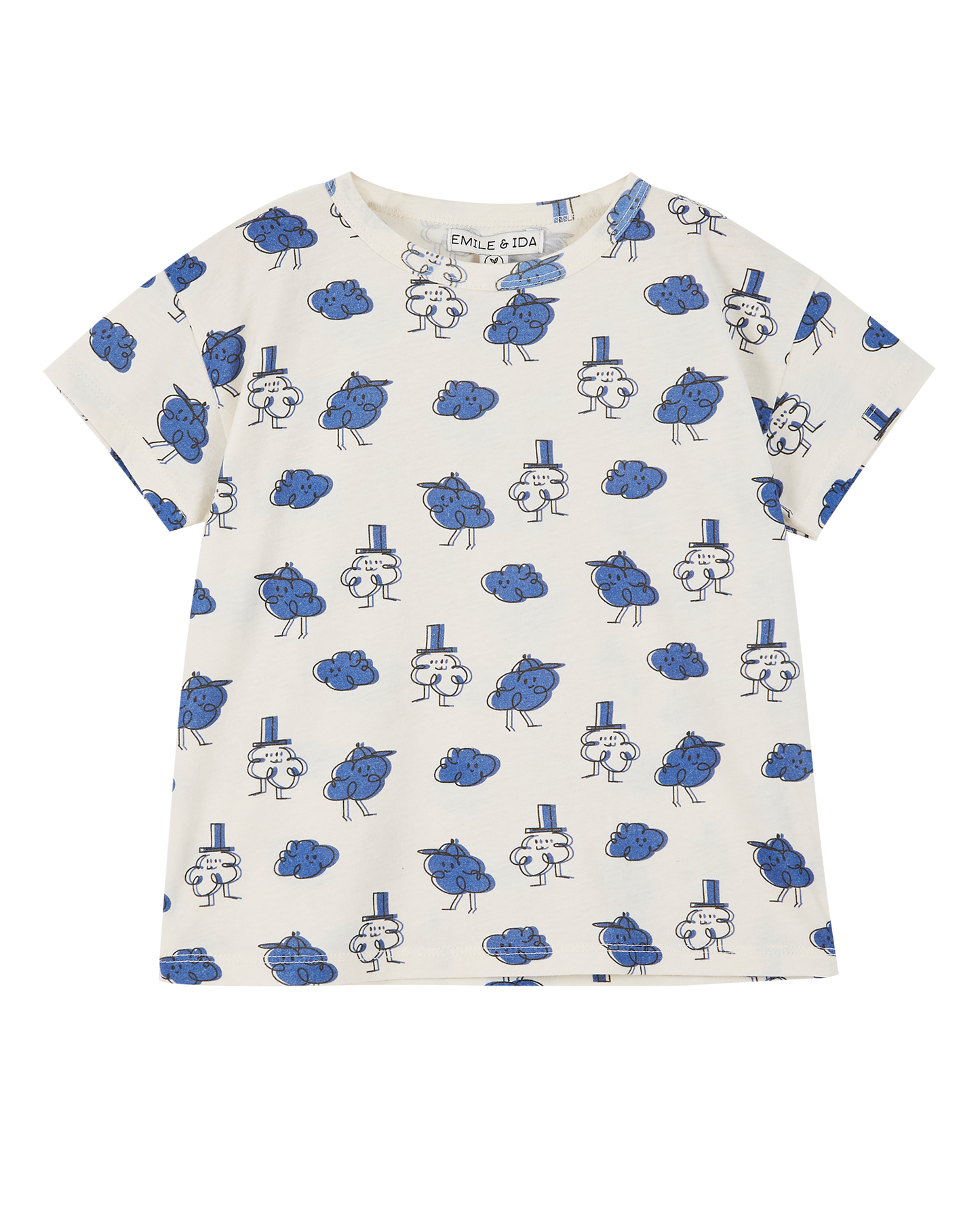 Tee-shirt coton bio écru nuage bleu