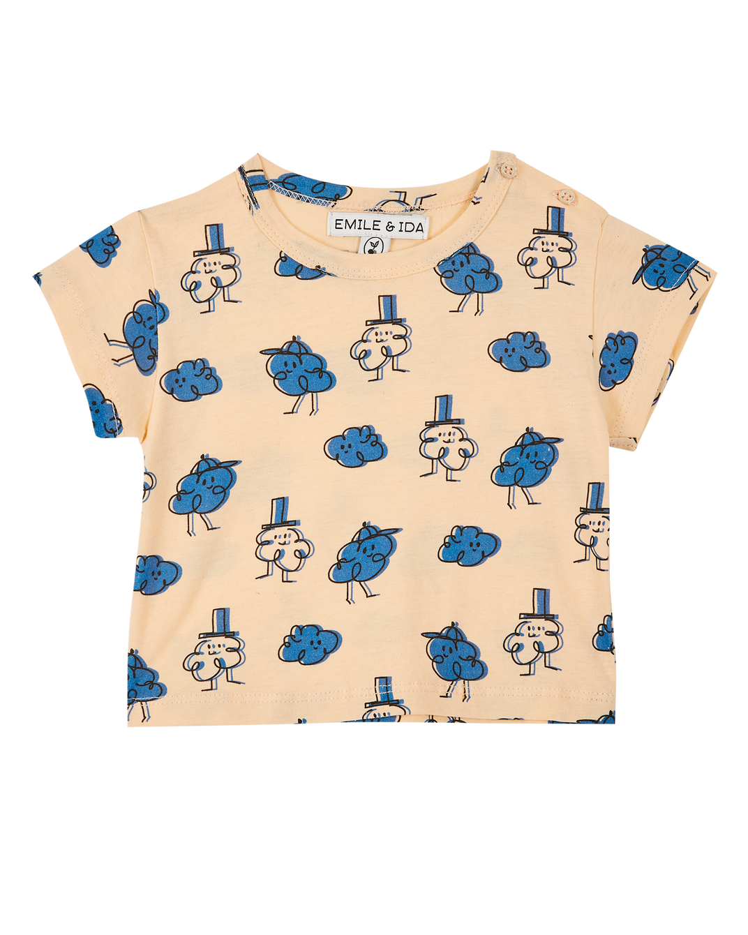 Tee-shirt coton bio orange nuage bleu