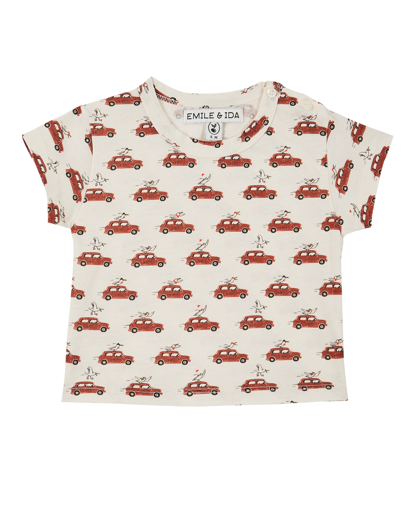 Tee-shirt coton bio mini voitures écru