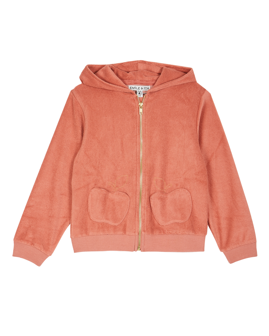 Sweatshirt zippé à capuche éponge tuile