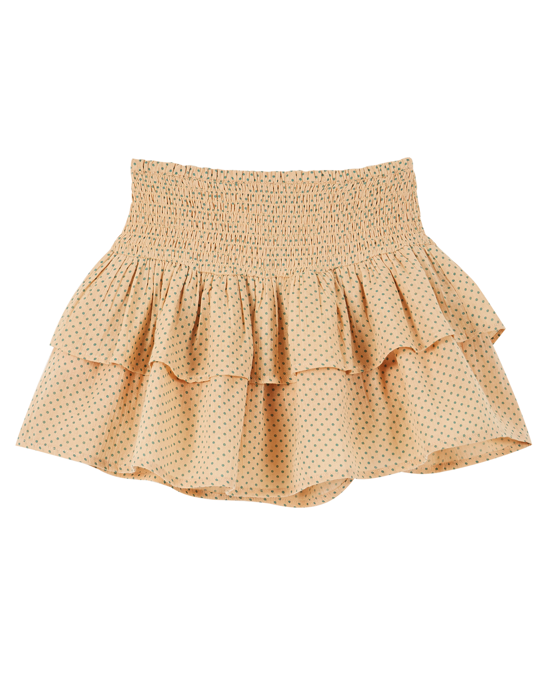 Green polka dot cotton ruffled skirt