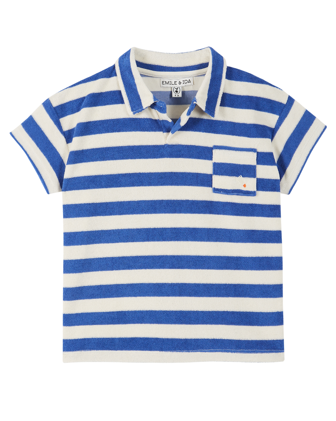 Polo éponge rayé céleste