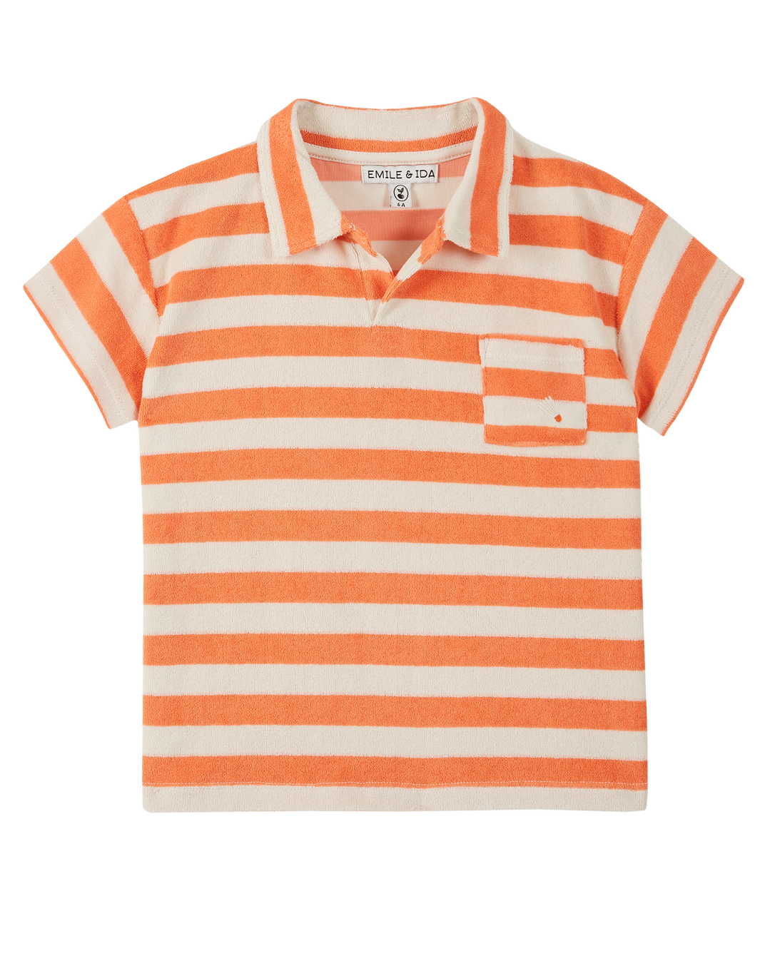 Polo éponge rayé orange et blanc