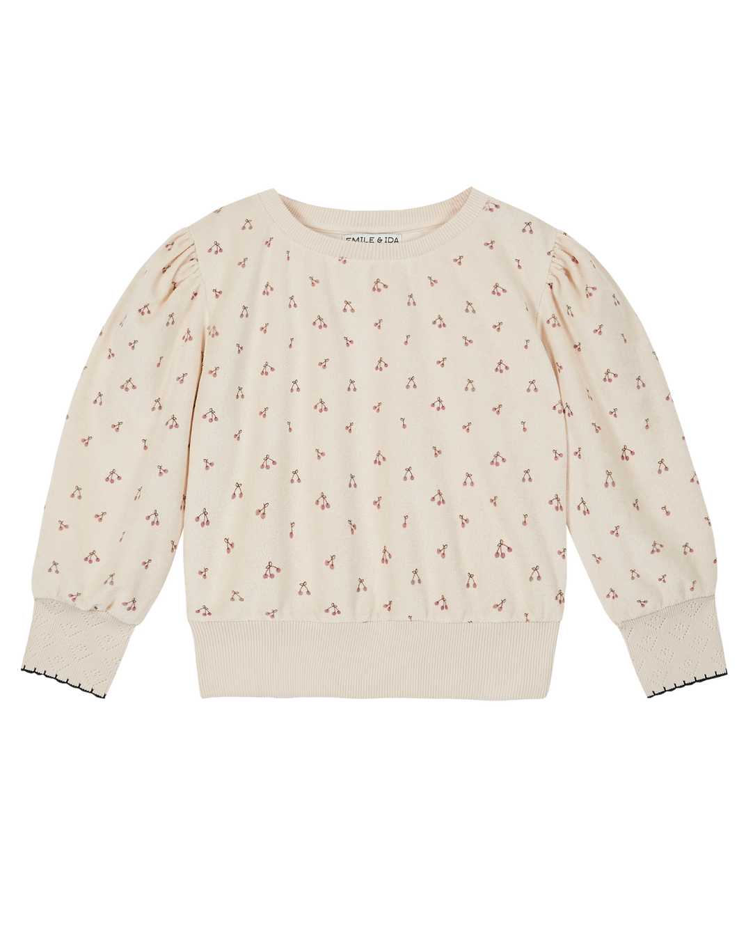 Sweatshirt éponge écru griotte violet