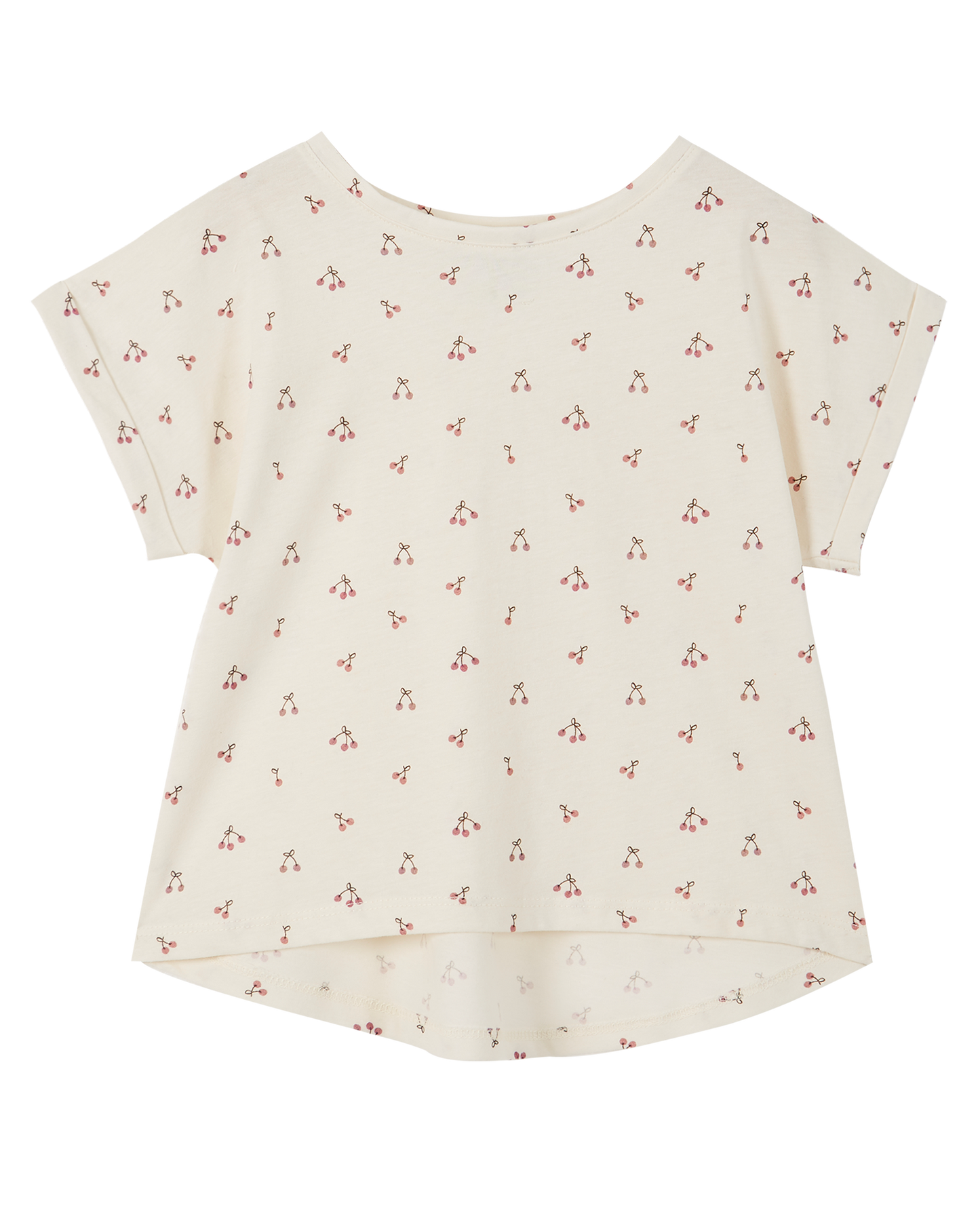 Organic cotton t-shirt in ecru and purple cherry
