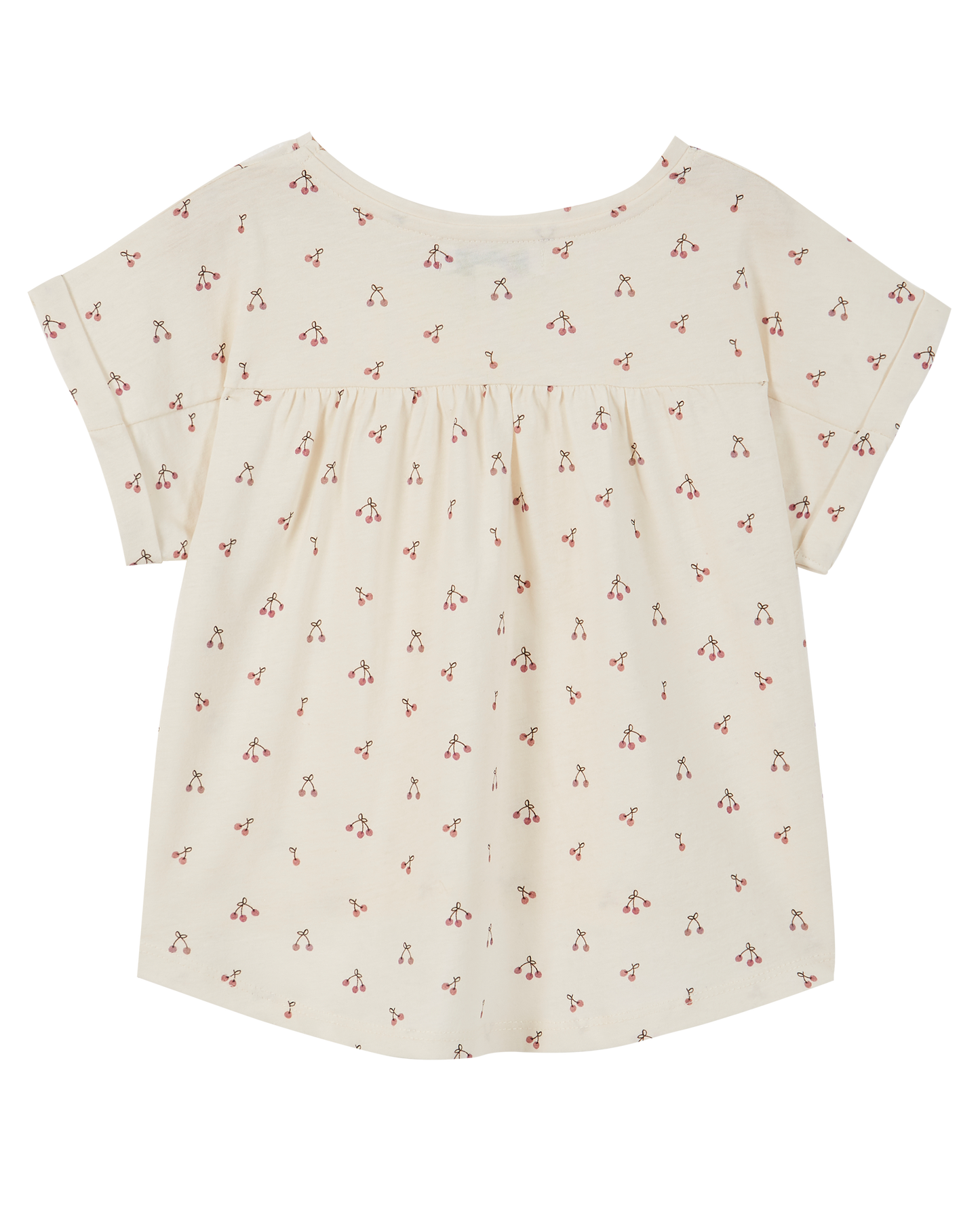 Organic cotton t-shirt in ecru and purple cherry