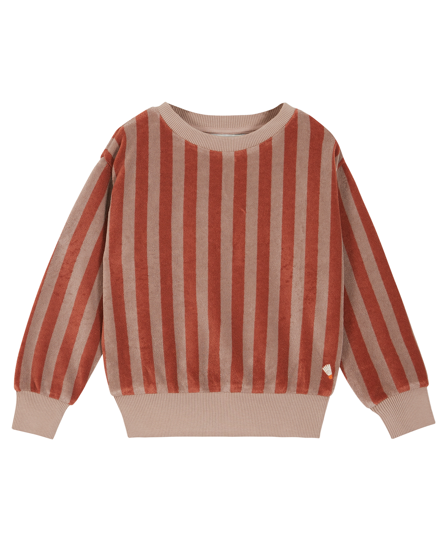 Purple striped terry sweatshirt