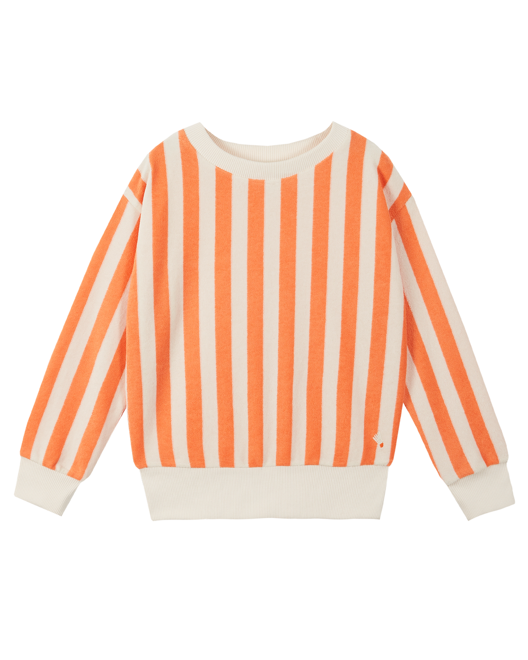 Sweatshirt éponge rayé orange et blanc