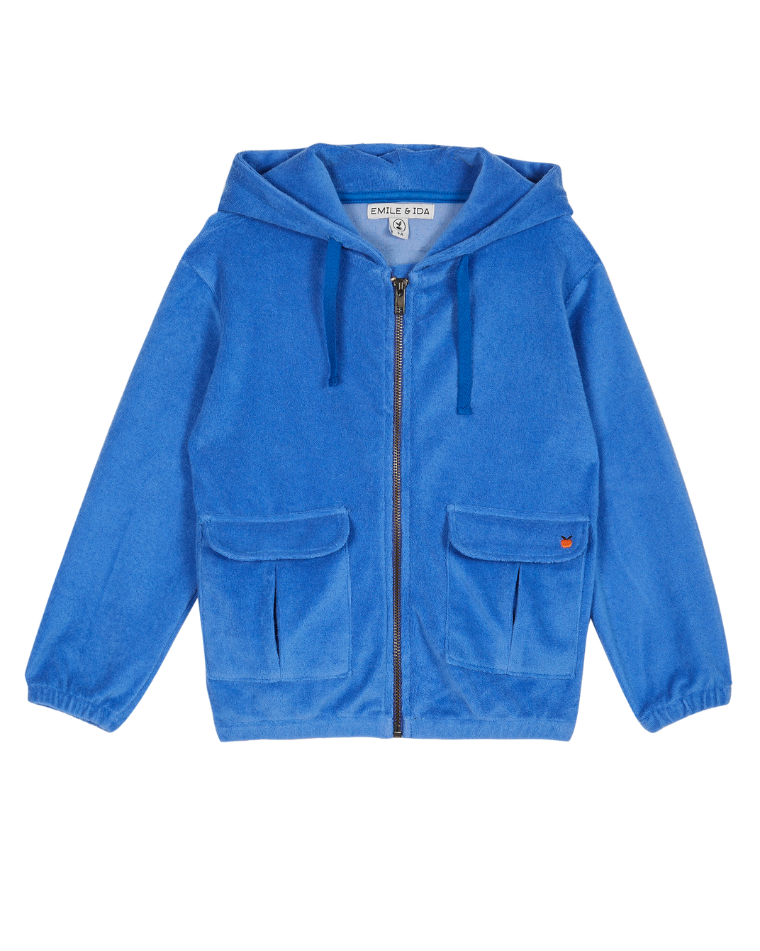 Sweatshirt zippé à capuche éponge céleste