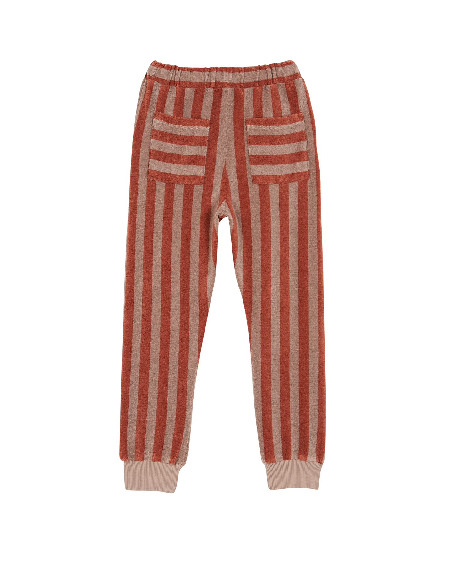 Purple and caramel striped terry cloth pants