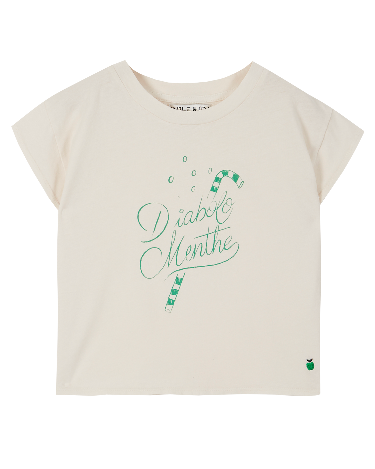 Diabolo mint ecru organic cotton t-shirt