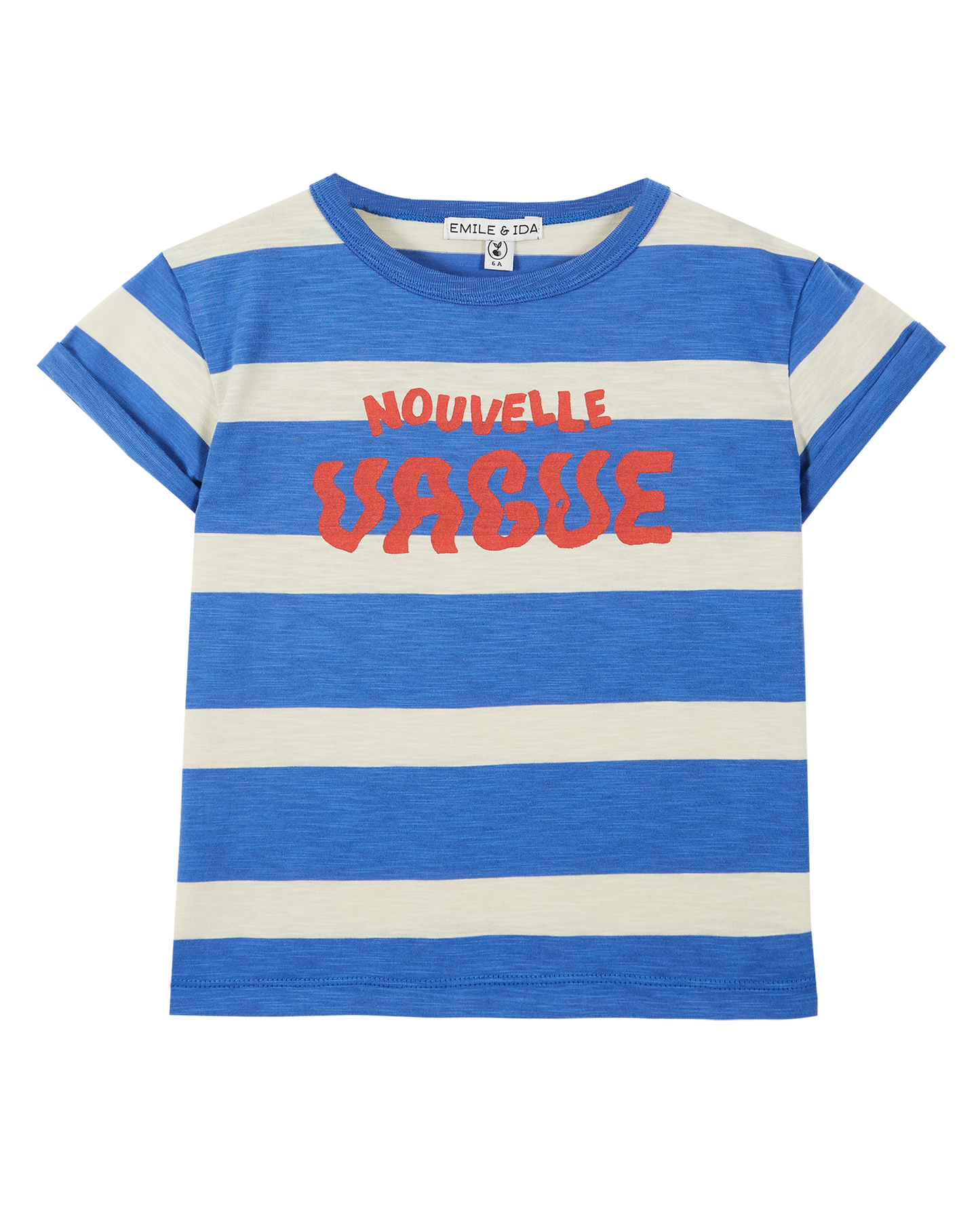Organic cotton t-shirt Nouvelle Vague celestial and ecru