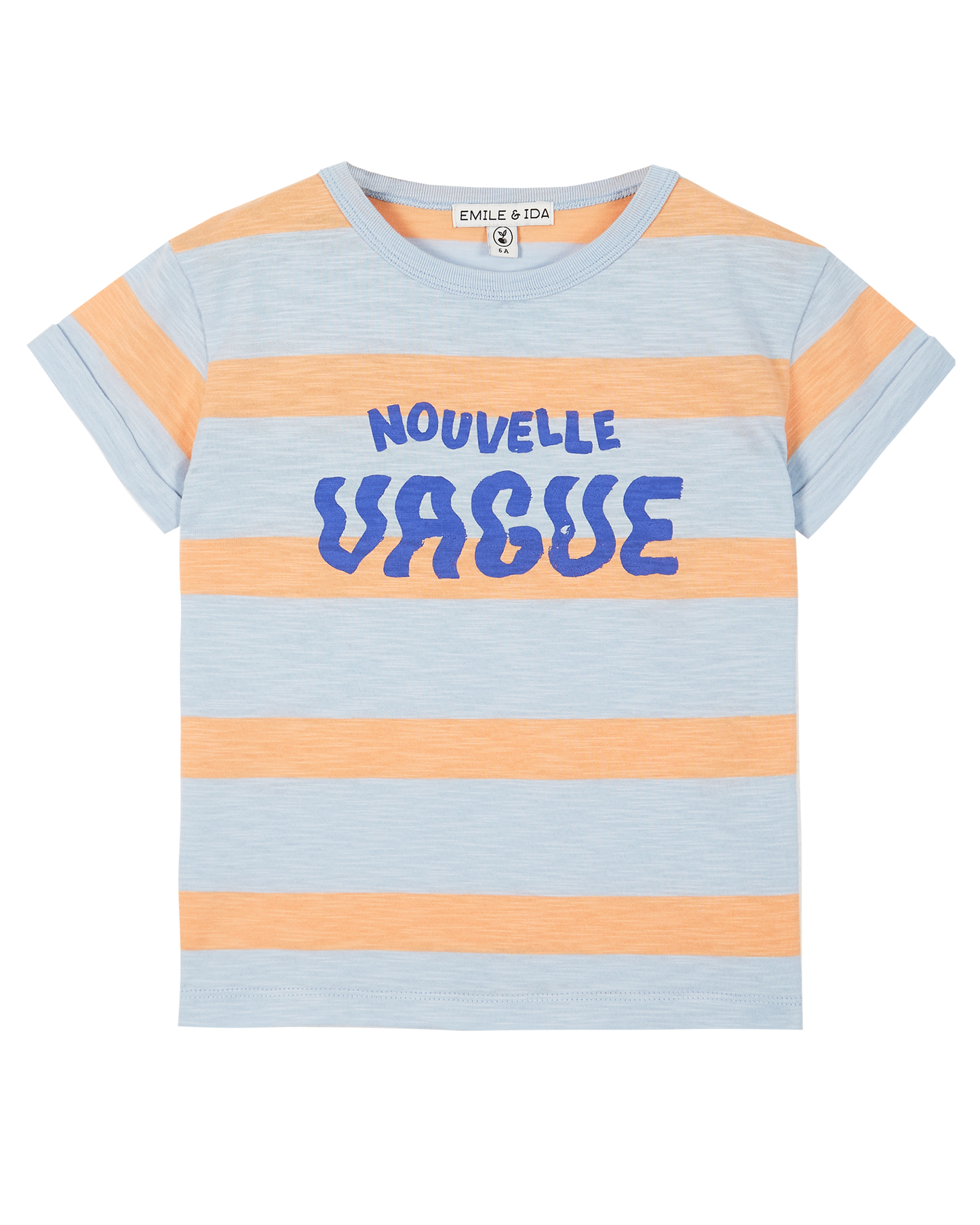 Tee-shirt coton bio Nouvelle Vague bleu et orange