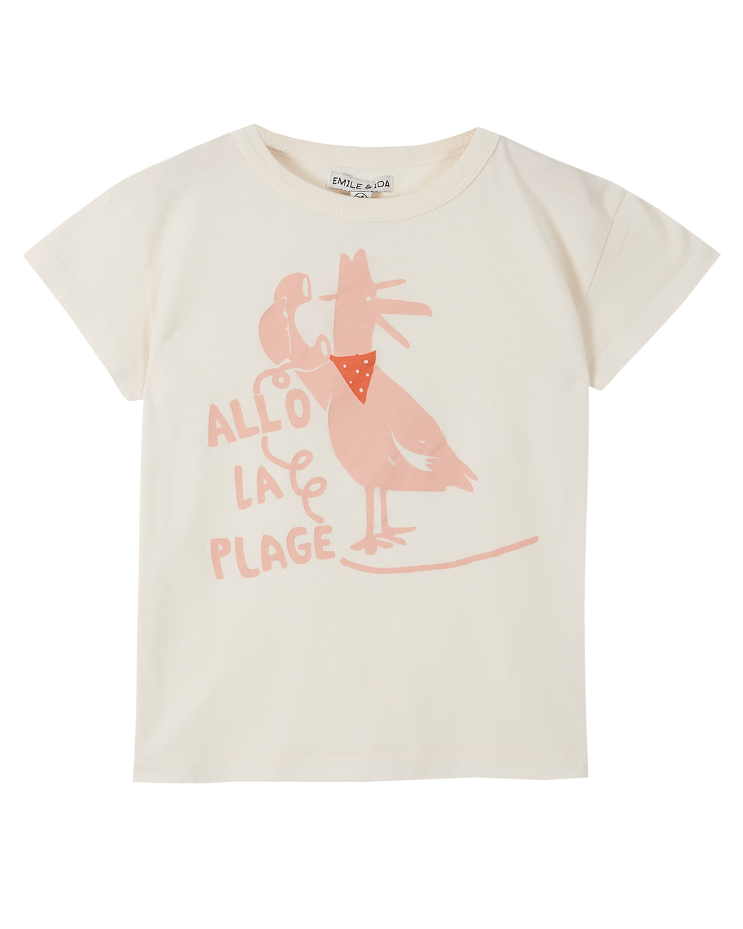 Tee-shirt coton bio écru "Allo la plage"