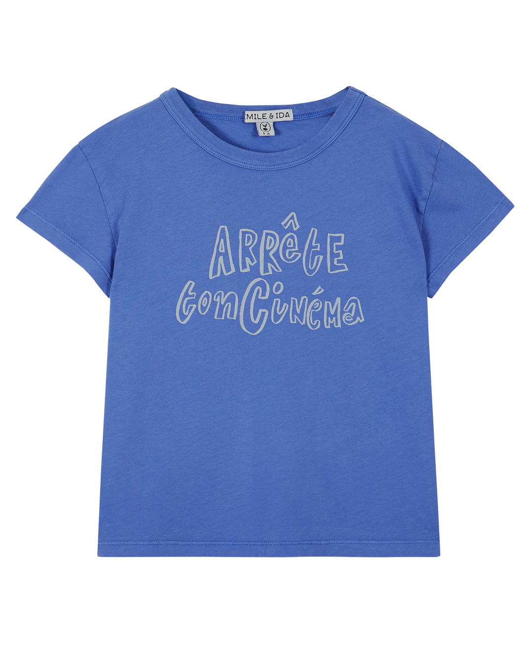 Tee-shirt coton bio céleste Arrête ton cinéma