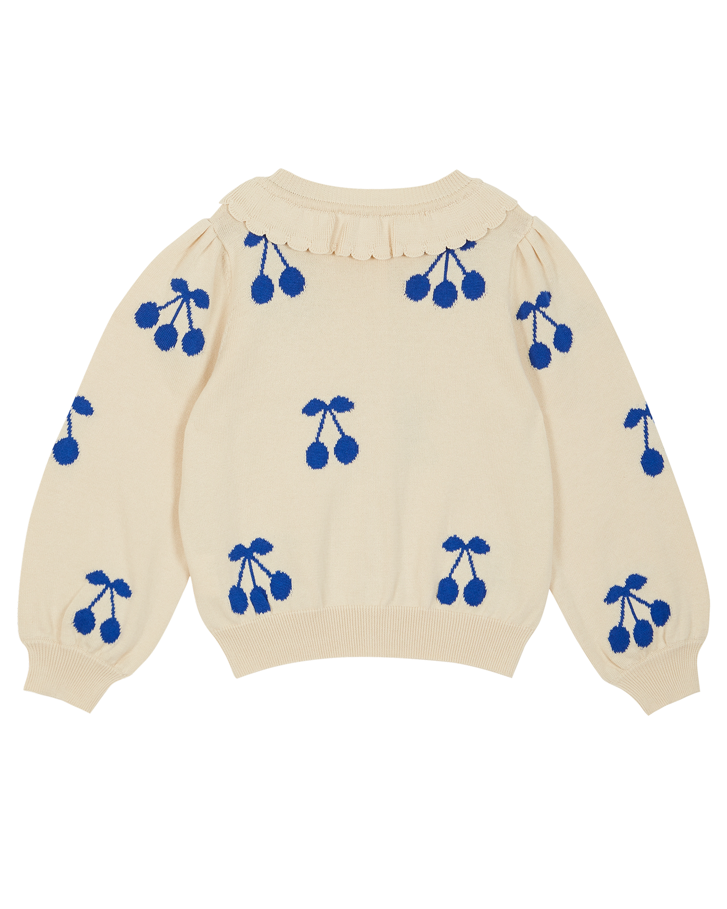 Cherry cardigan in organic cotton, ecru and blue