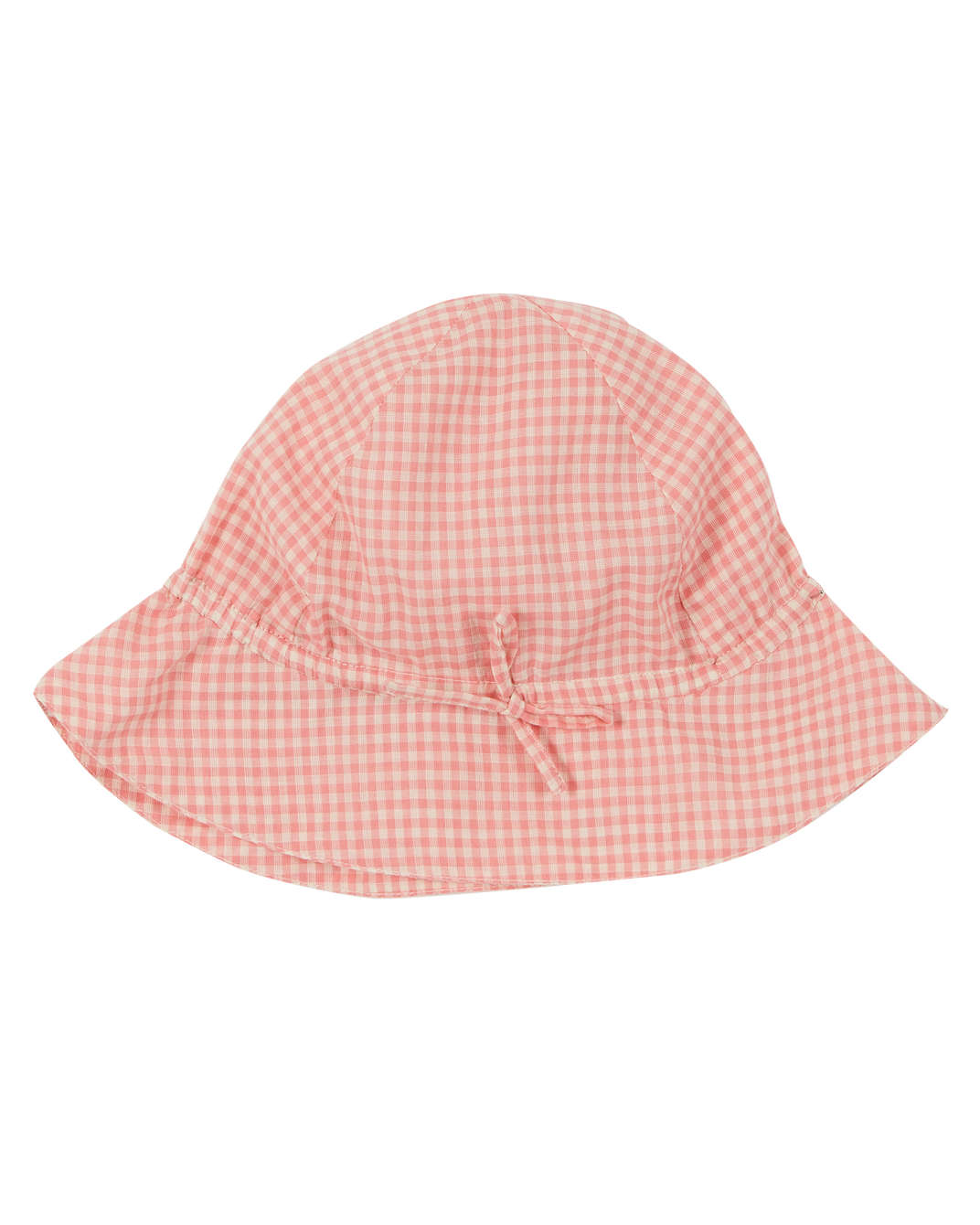 Pink gingham cotton hat
